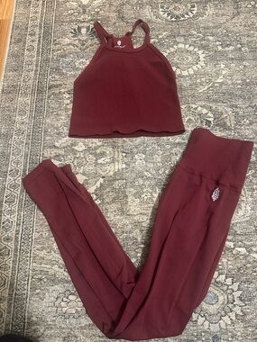 NWOT Free People Movement Good Karma Set in Wine